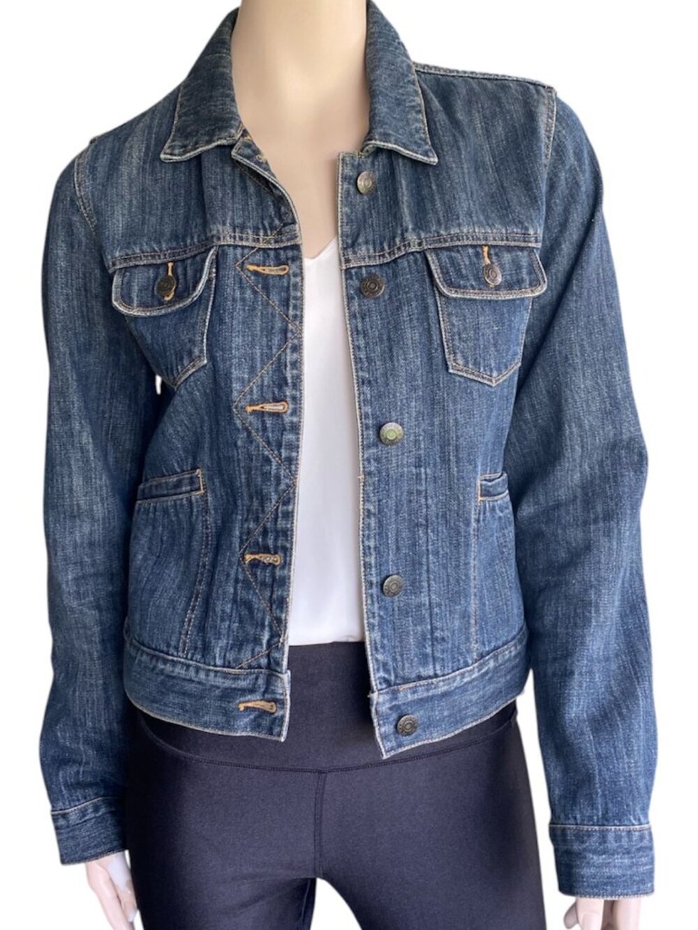 Campus Crew Classic Medium Wash Denim Jean Jacket Sz M 100% Cotton